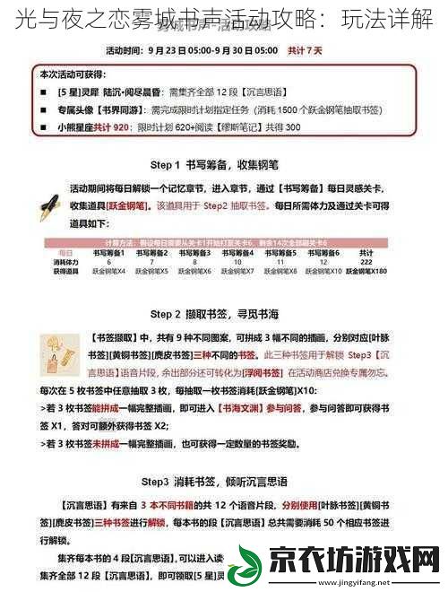 光与夜之恋雾城书声活动攻略：玩法详解