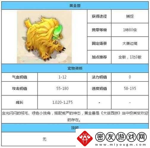 大话西游手游黄金兽资质全面解析：如何加点与获得黄金兽的秘密介绍