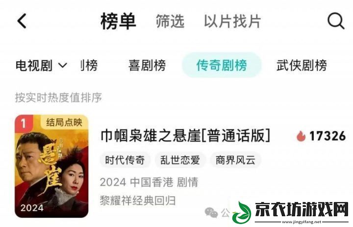 巾帼枭雄之悬崖京沪看片TVB台庆剧热度再升